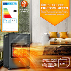 Gaskachel - Gasverwarming - 4200W - incl. Gasdrukregelaar en Gasslang - Antraciet - TRESKO