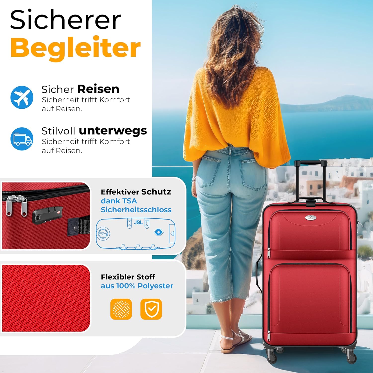 KESSER® Reiskofferset - 4-delig - Trolley - Kofferset - Rood