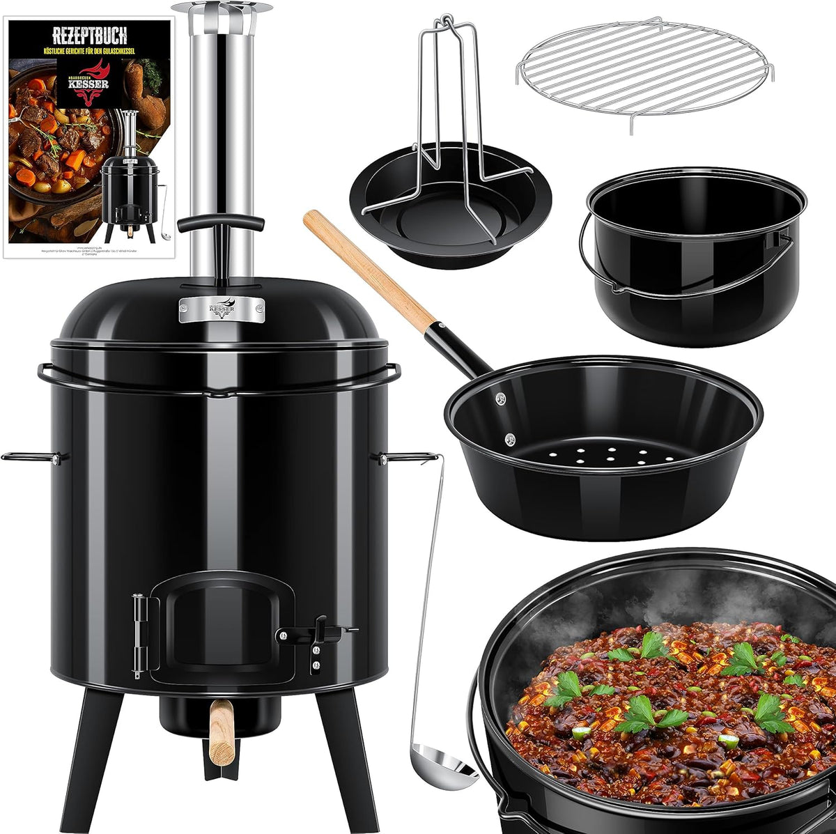 KESSER® Goulashketel - Goulashpot - Kookpot - Geëmailleerd - Zwart
