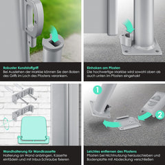KESSER® Zijmarkies - Uittrekbaar - Luifel - 300x180cm - Grijs