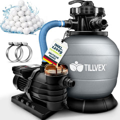 Zandfilterpomp - Zandfilter voor zwembad - 13200L/u - Grijs - Tillvex