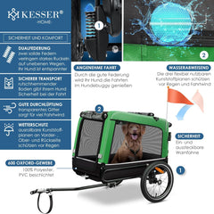 Hondenfietskar - Hondenkar  - Fietskar hond - tot 40 kg - Groen