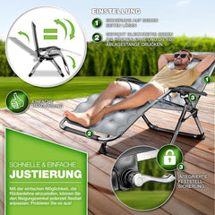 Tuinstoel - Ligstoel - Verstelbaar - Opvouwbaar - Grijs - Tillvex®
