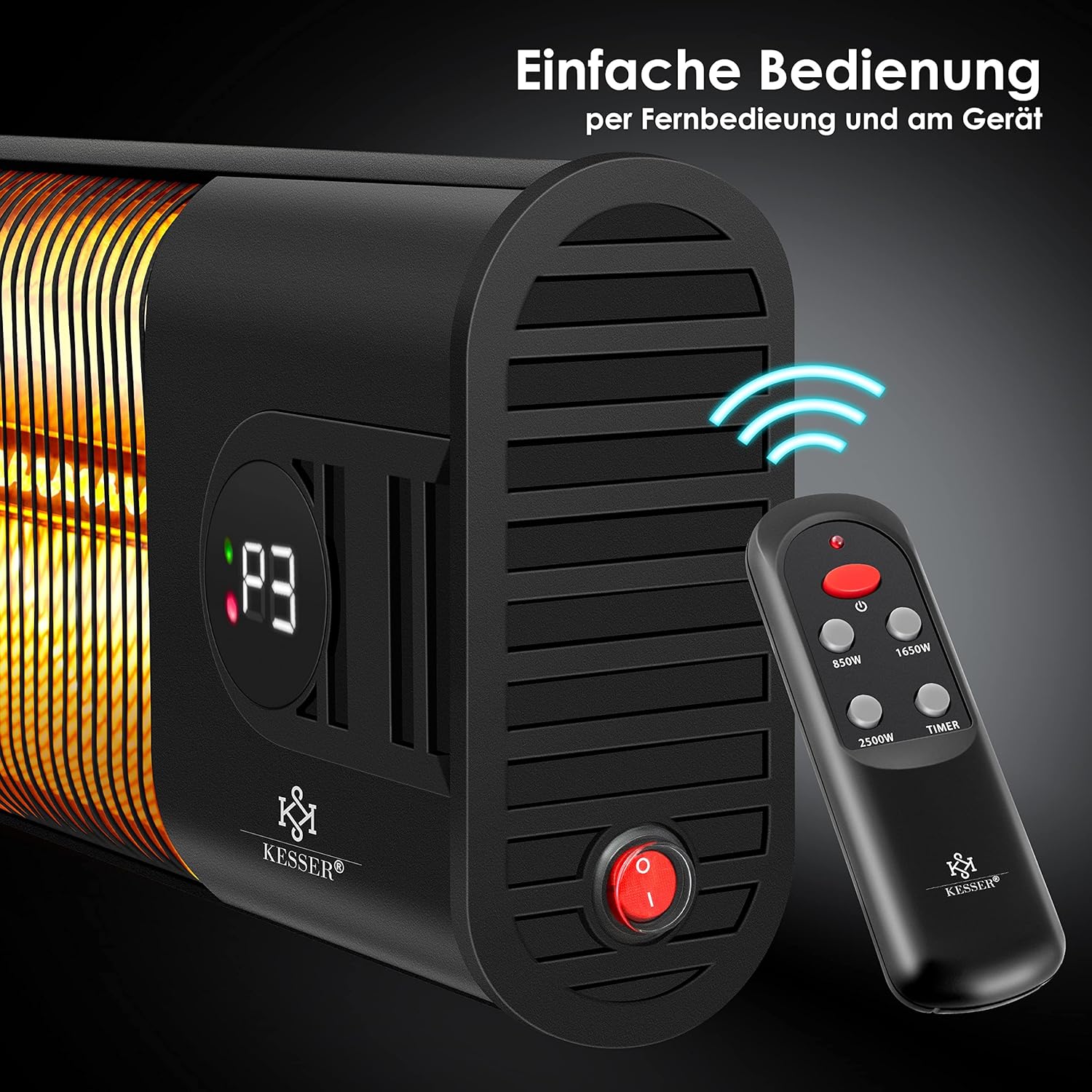 Infrarood Verwarming - Terrasverwarmer - Elektrische Heater - Zwart - KESSER®