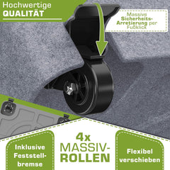 tillvex® Pavera Parasolstandaard met wielen en remmen, parasolstandaard bij te vullen, 37 liter/56 kg, parasolgewicht parasol en marktscherm Ø 1,8 - 3,7 m, oprolbaar, weerbestendig en uv-bestendig, graniet-look