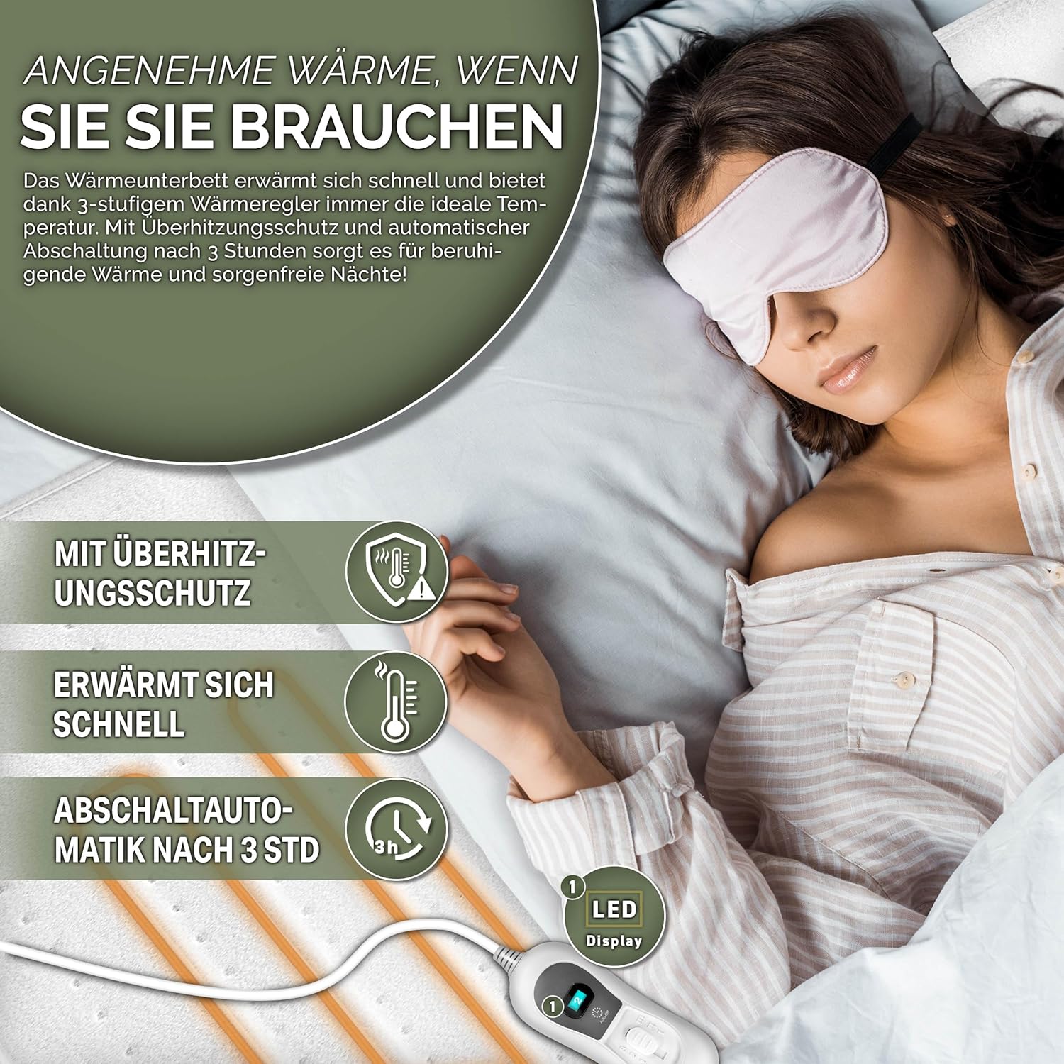 Sinnlein® Elektrische deken - Warmtedeken - 150x80cm - Wit
