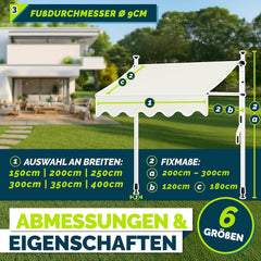 Klemluifel - Balkon luifel - Verticale luifel - 400 cm - Beige - Tillvex®