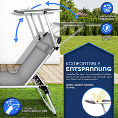 Ligbed - Ligstoel - Zonnebed - Opvouwbaar - Grijs - KESSER®