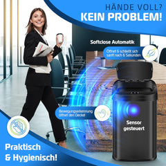KESSER® Sensor Prullenbak - Afvalbak - Vuilnisbak - 30L - Zwart •
