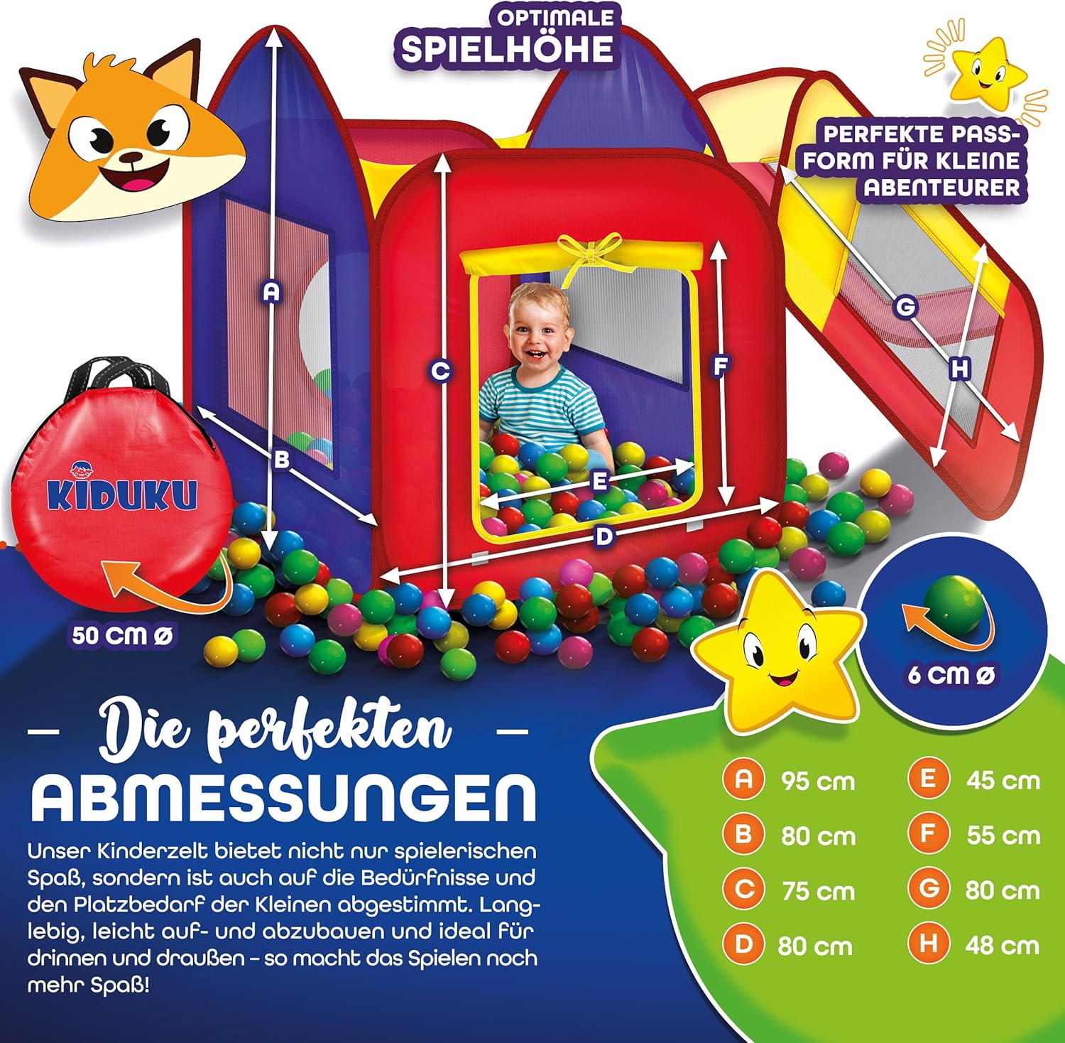 KIDUKU® Speeltent - Kindertent - Speelhuisje - Kleurrijk