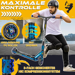 Stuntstep - Voor kinderen en volwassenen - Vouwbaar - Blauw - RE:SPORT