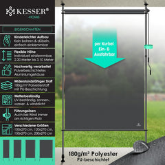 KESSER® Klemluifel - Balkonluifel - Zonwering - 120x310 cm - Antraciet