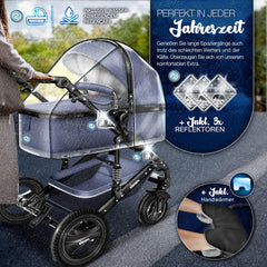 Kinderwagen 3 in 1 - Buggy - Wandelwagen - Kinderbuggy - Blauw - KIDUKU®