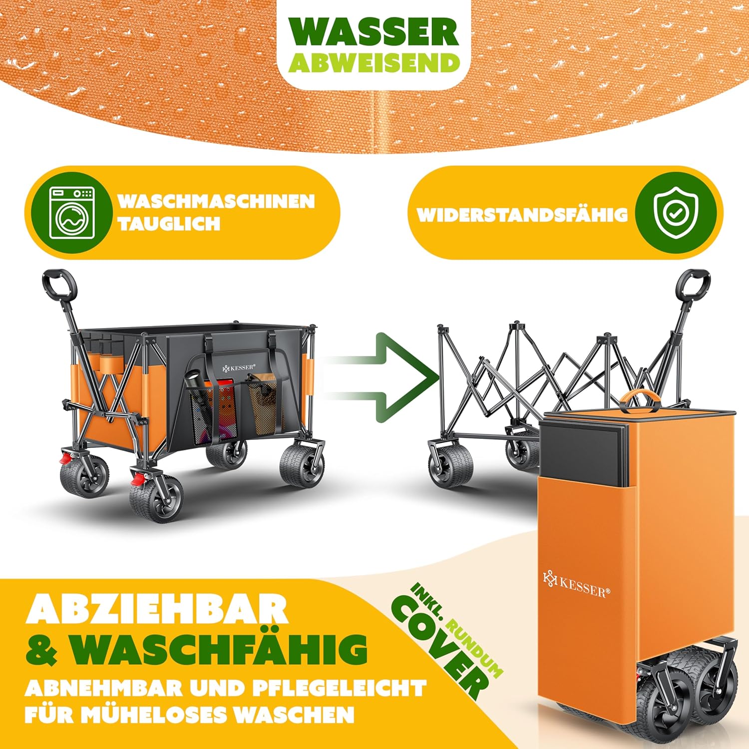 KESSER® Bolderkar - Opvouwbaar - Bolderwagen - Oranje