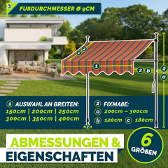 Klemluifel - Balkon luifel - Verticale luifel - 250 cm - Oranje/Antraciet - Tillvex®