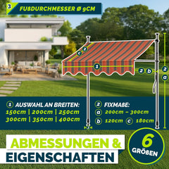 tillvex Klemluifel met handslinger, balkon, balkonluifel zonder boren, luifel uv-bestendig en in hoogte verstelbaar, zonwering, terras en tuin, waterdicht (oranje-antraciet, 200 cm)