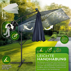 Zweefparasol - Tuinparasol - Parasol - Met voet - 235x235 cm - Met Parasolhoes - Marineblauw - Tillvex