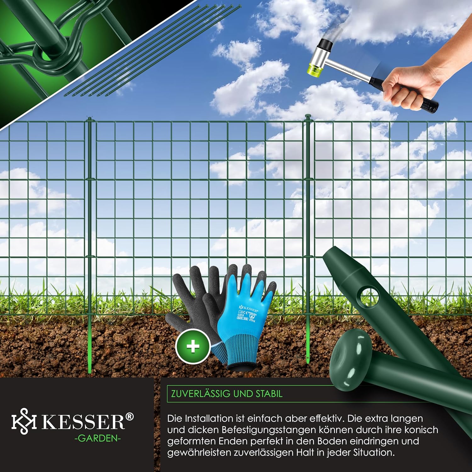 KESSER® 5x Vijverhek - Tuinhek - Steekhek - 71x66cm - Groen