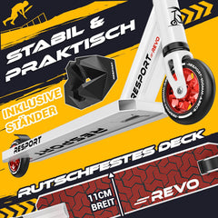 Stuntstep - Voor kinderen en volwassenen - Vouwbaar - Wit/Rood - RE:SPORT