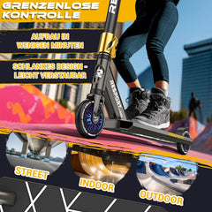 Stuntstep - Voor kinderen en volwassenen - Vouwbaar - Zwart - RE:SPORT