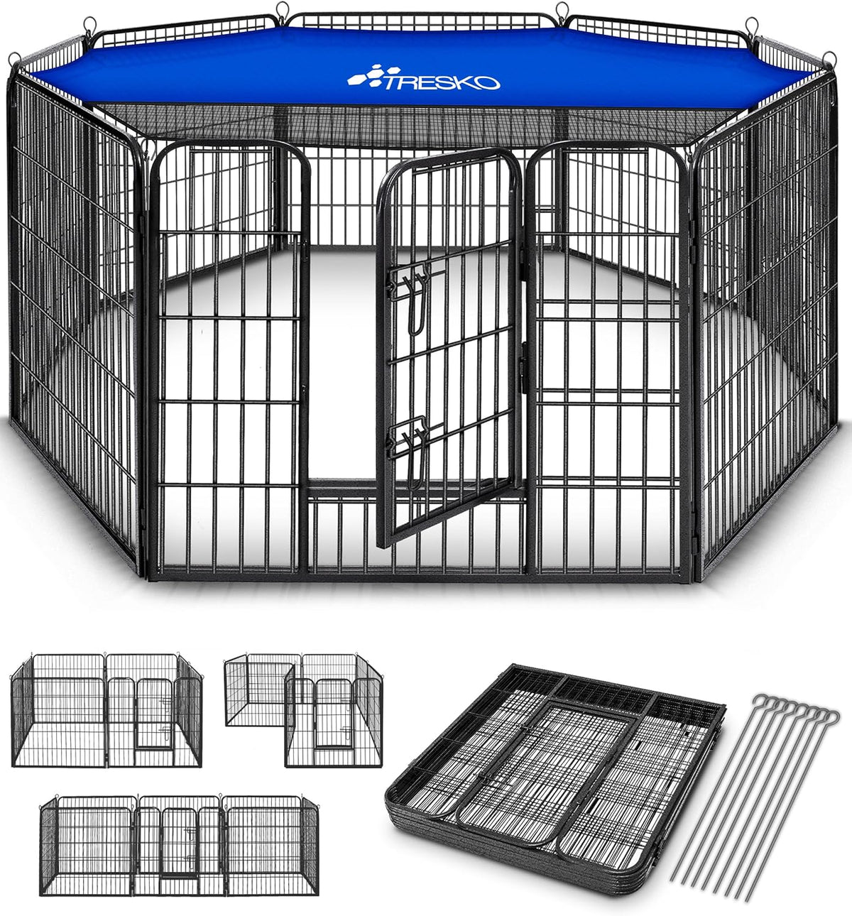 TRESKO® Puppyren - Hondenren - 60cm hoog - Zwart