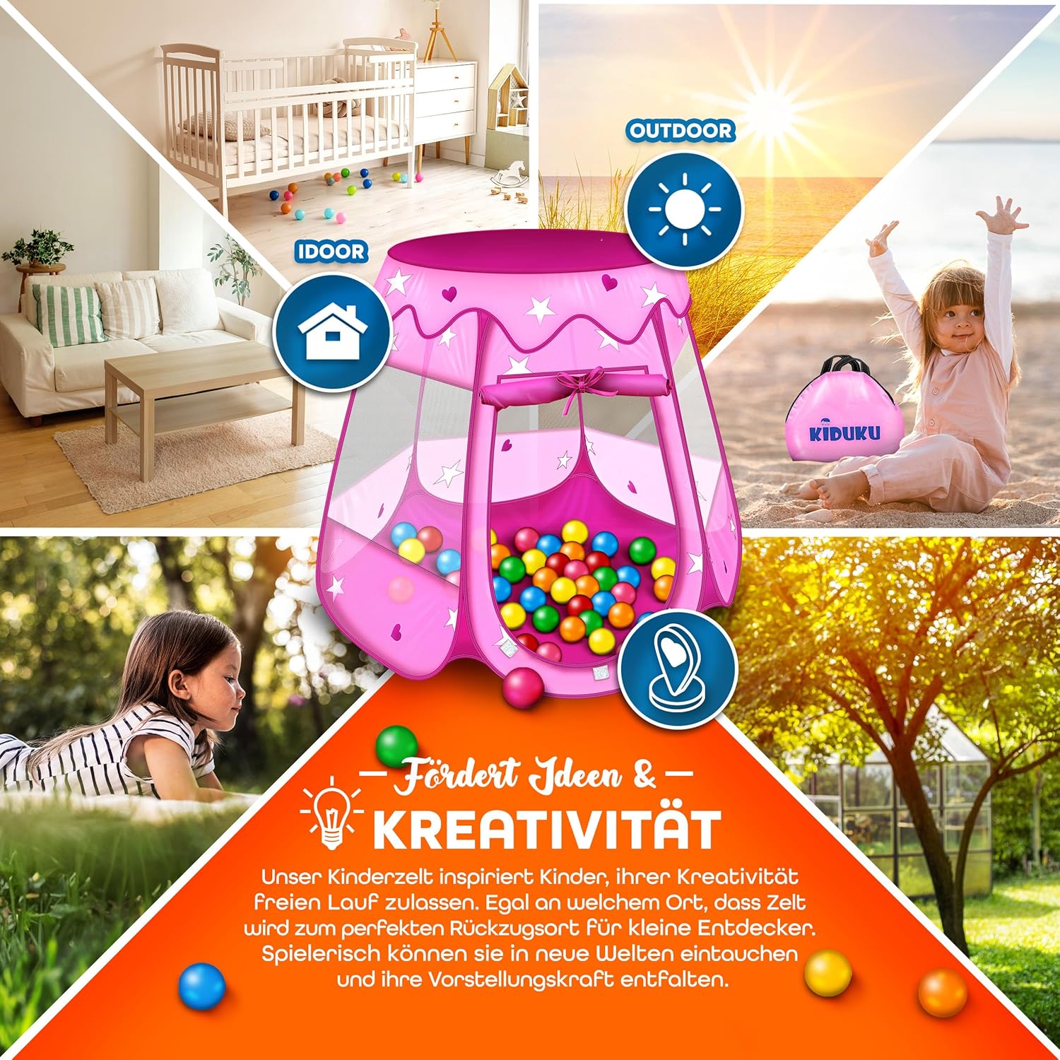 KIDUKU® Speeltent - Kindertent - Speelhuisje - Roze