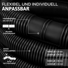 Tillvex® Zwembadslang - 6m- Ø38mm - Zwart