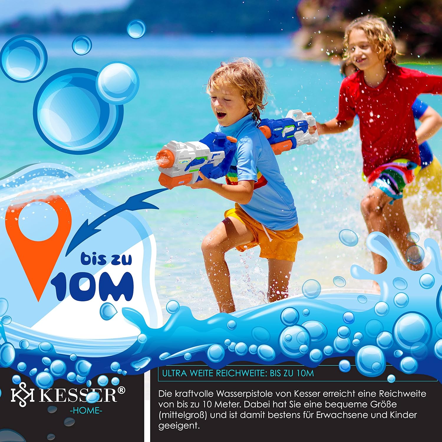 KESSER® Waterpistool - Set van 2 - Bereik 10-11 meter - Blauw