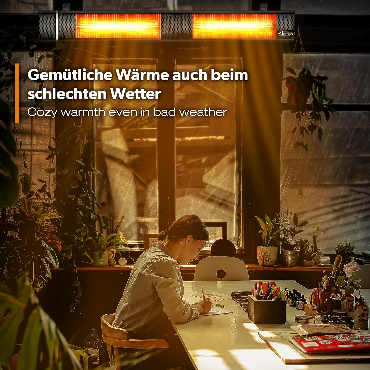Infrarood Verwarming - Terrasverwarmer - Elektrische Heater - Zwart - TRESKO®