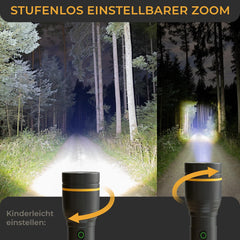 Zaklamp LED - Oplaadbaar - 500 Lumen - Zwart - Lichtmeister •