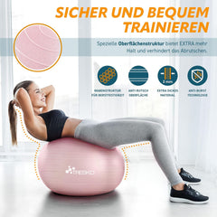 Tresko Fitness bal - Yoga bal - Pilates bal - 65cm - Roze