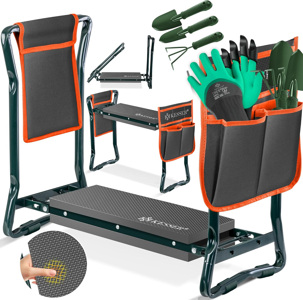 KESSER® 2in1 Kniebank - Tuinkruk - Kniesteun - Antraciet