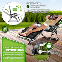 Tuinstoel - Ligstoel - Verstelbaar - Opvouwbaar - Antraciet - Tillvex®