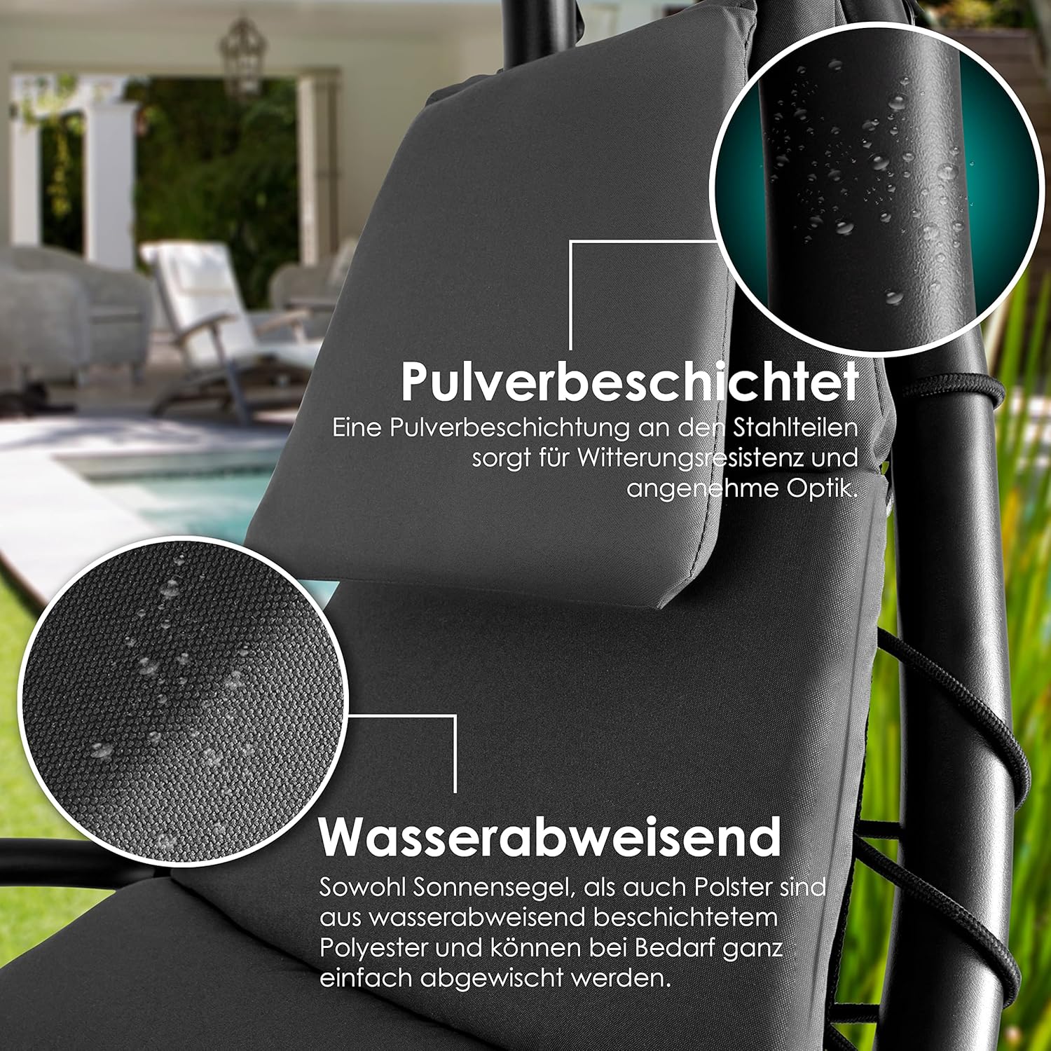 Kesser® Hangstoel - Ligstoel - Ligbed - 200x194x100cm - Antraciet