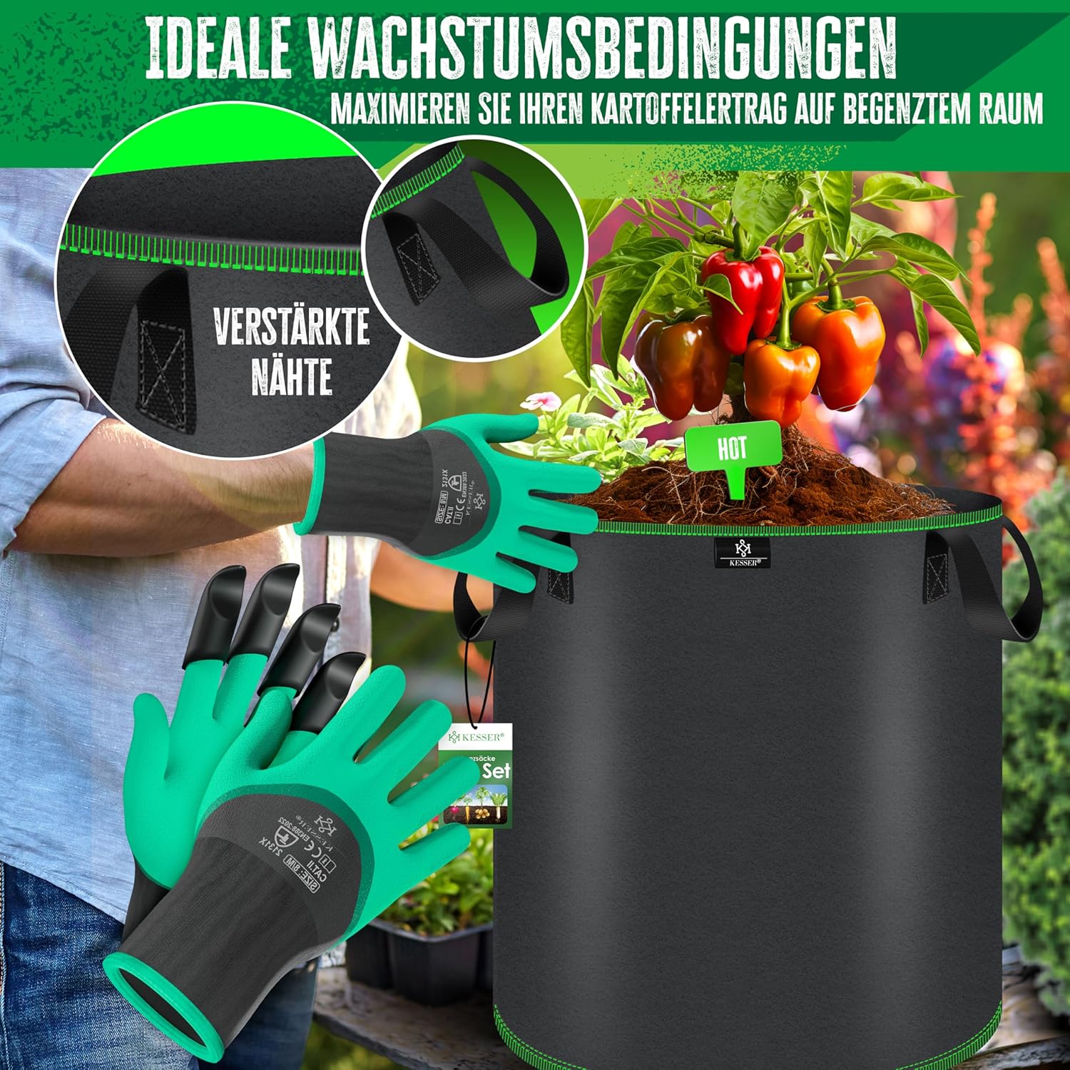 KESSER® 5x Plantenzak - 60L - Plantenzakken - Zwart •