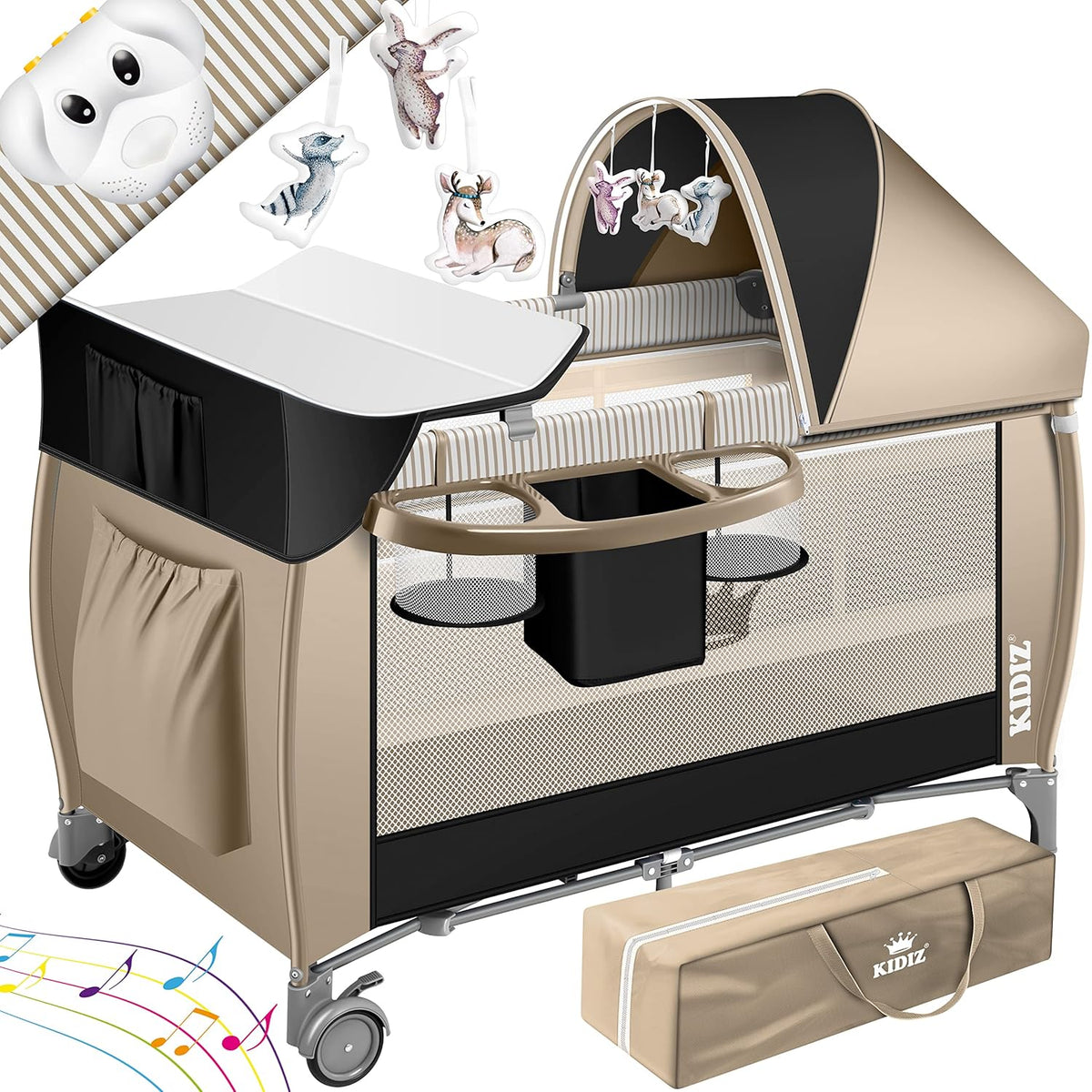 KIDIZ® 3in1 Babybedje - Campingbedje - Ledikant  - Beige