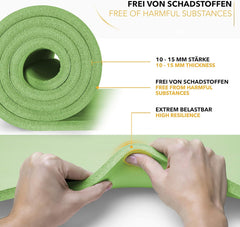 Yogamat - Fitness mat - Sportmat - Yoga mat extra dik - Lichtgroen - TRESKO