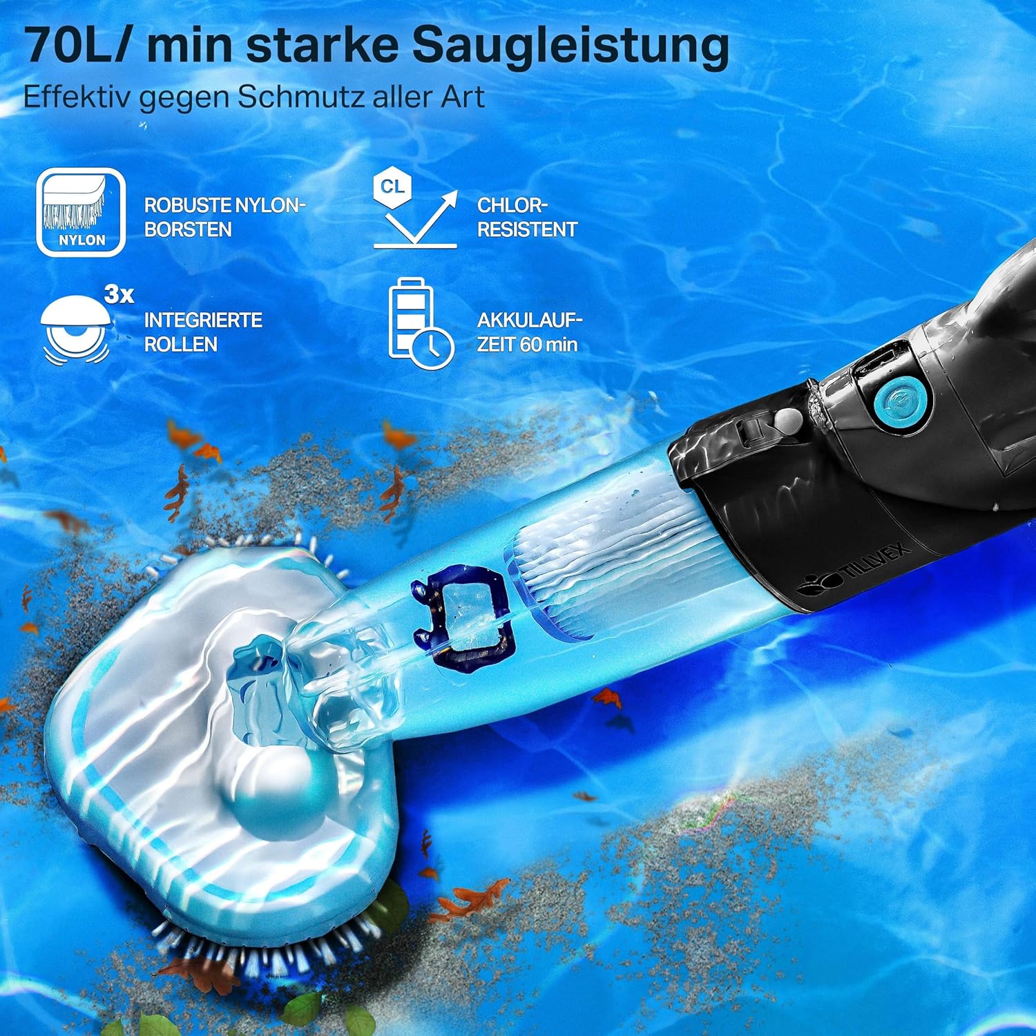 Zwembad stofzuiger - Zwembadstofzuiger - Zwembadreiniger - Zwart - Tillvex®