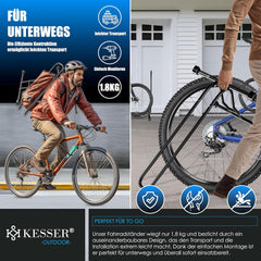 KESSER® Fietsstandaard grond afzonderlijk voor mountainbike, e-bike, stadsfiets, racefiets, MTB | fietsmontagestandaard | vrijstaande fietshouder standaard ijzer | bandbreedte tot 65 mm