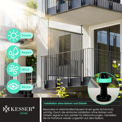 KESSER® Klemluifel - Balkonluifel - Zonwering - 100x310 cm - Grijs