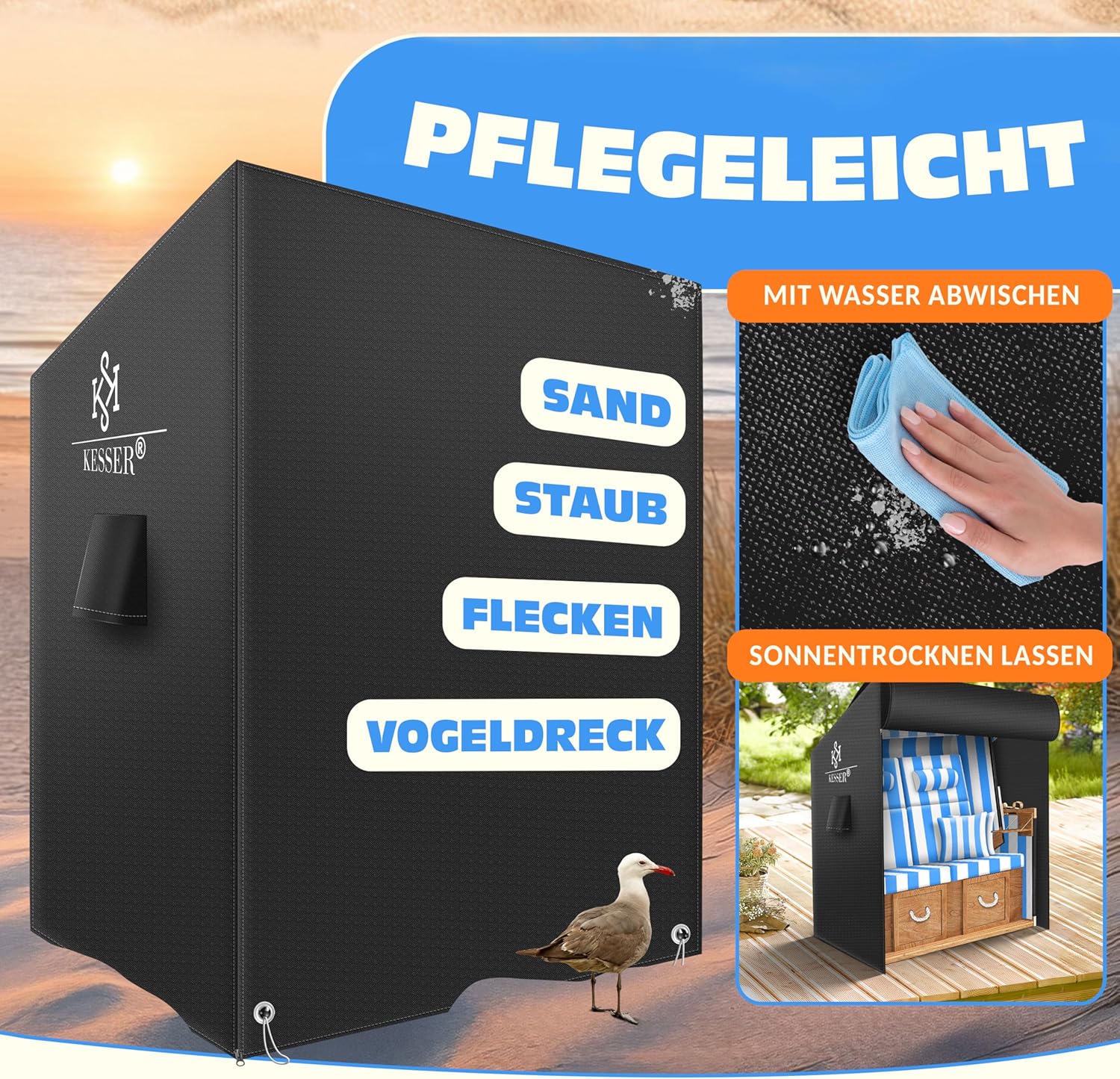 KESSER® Premium beschermhoes - Waterdicht - 135x105x175cm - Zwart