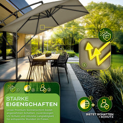 Tillvex® Parasol - Rechthoekig - 235x235cm - Verstelbaar - Bruin