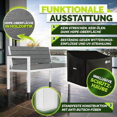 Tuinbank - Weerbestendig - 2-3 personen - 130 cm - Grijs/Wit - Tillvex