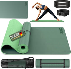Yogamat - Fitness mat - Sportmat - Yoga mat extra dik - 183x61 cm - Groen - TRESKO