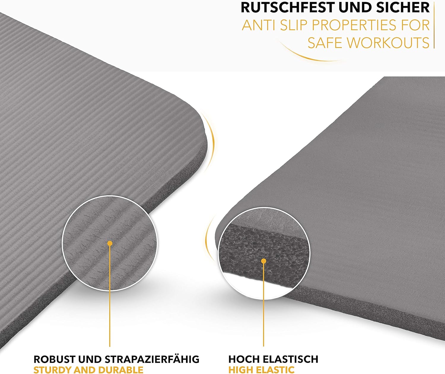 Yoga mat - Fitness mat - Sport mat - Anti slip - Extra dik - Grijs