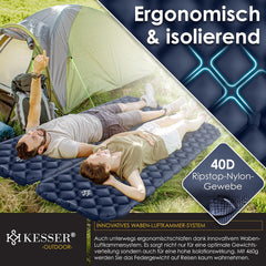 Luchtbed - 1 Persoons - Camping matras - Opblaasbed - Blauw - KESSER®