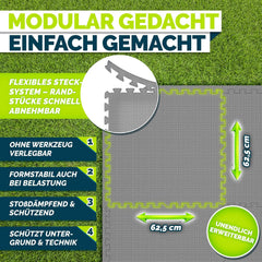 tillvex® Vloerbeschermingsmat voor zwembad, 8 stuks, 62,5 x 62,5 cm, onderlegmat, 1 cm dik, voor zwembad, kinderbad, whirlpool, zwembadmat, vloermat, outdoor, zwembadonderlaag, vloerbescherming