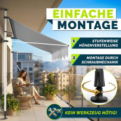 Klemluifel - Balkon luifel - Verticale luifel - 300 cm - Grijs/Wit - Tillvex®