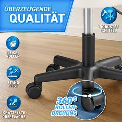 Zadelkruk - Kruk op wielen - Rolkruk - Draaikruk - Wit - TRESKO