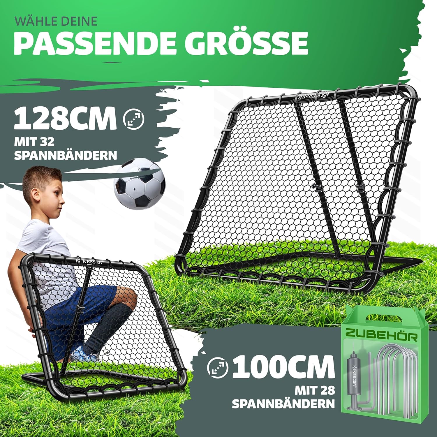 KESSER® Voetbal Rebounder - Kickback - Tchouk - 128x128cm - Grijs